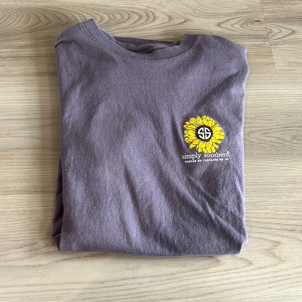 purple women’s simply southern small tee shirt